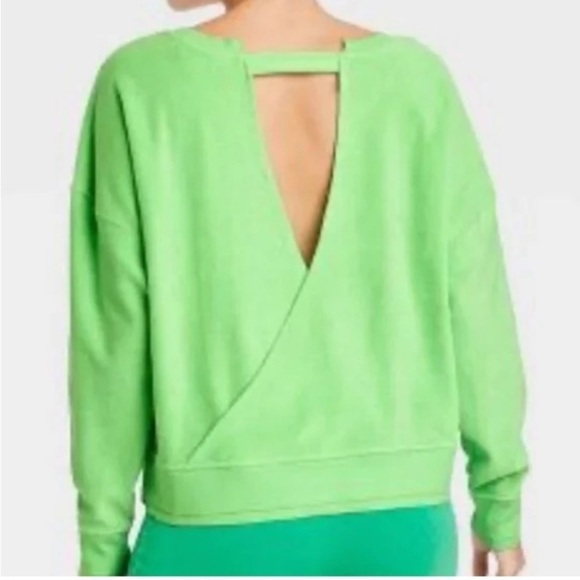 JoyLab Terry Open Back Wrap Pullover Top • Midweight Sweatshirt new - Picture 1 of 4